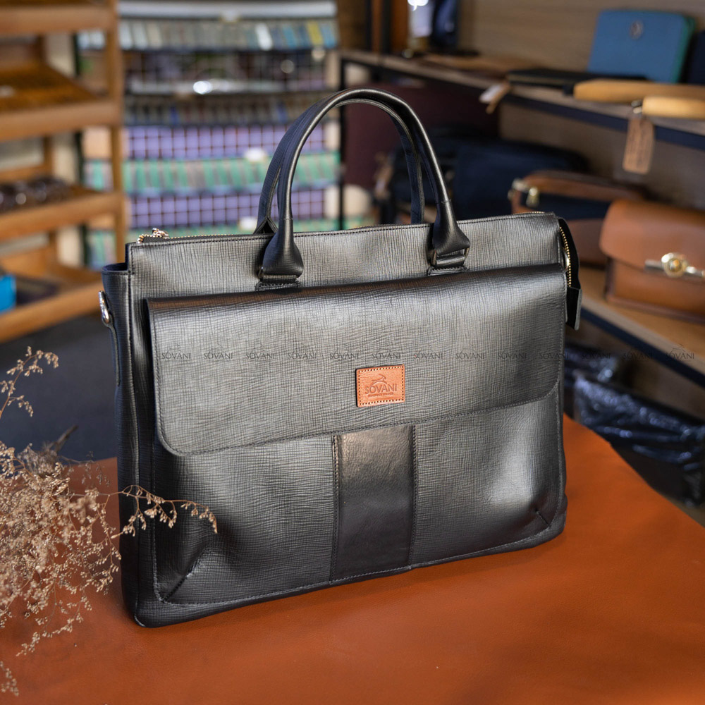 Sovani Leather | Trang chủ Cặp da đựng laptop Epsom Hass 14 inch – kiểu ngang, phong cách công sở, có dây đeo vai