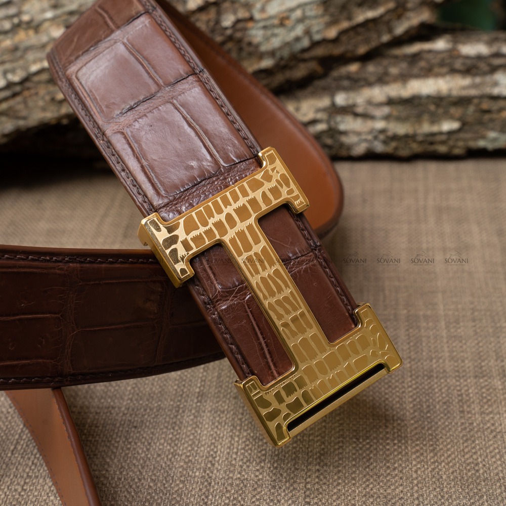 Sovani Leather | Trang chủ Thắt lưng nam cá sấu Crocodile Leather - Màu nâu - SL2203