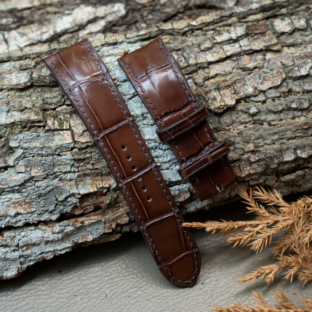 Sovani Leather | Trang chủ Dây da đồng hồ, chất liệu da cá sấu, nâu đỏ - SL4402