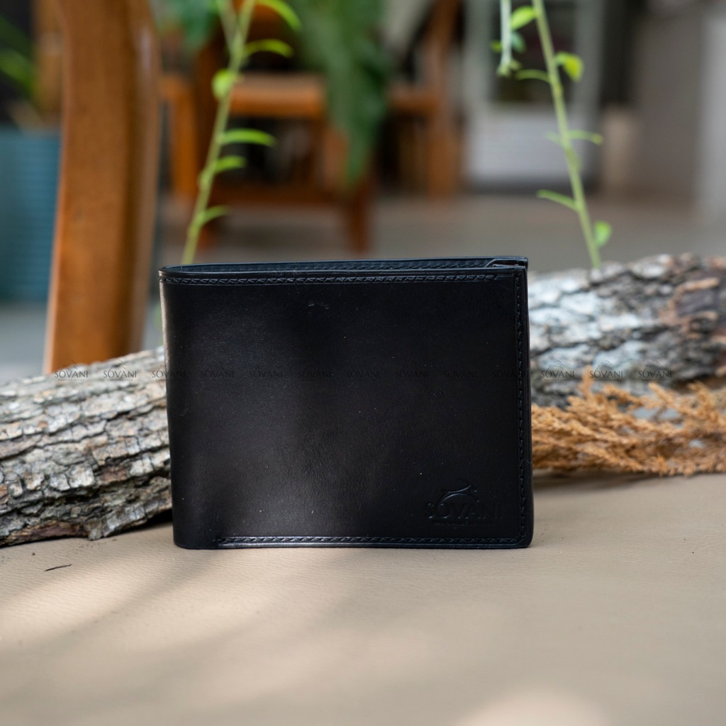 Sovani Leather | Trang chủ Ví da nam cao cấp, màu đen, khâu thủ công - Veg Tanned - SL1113
